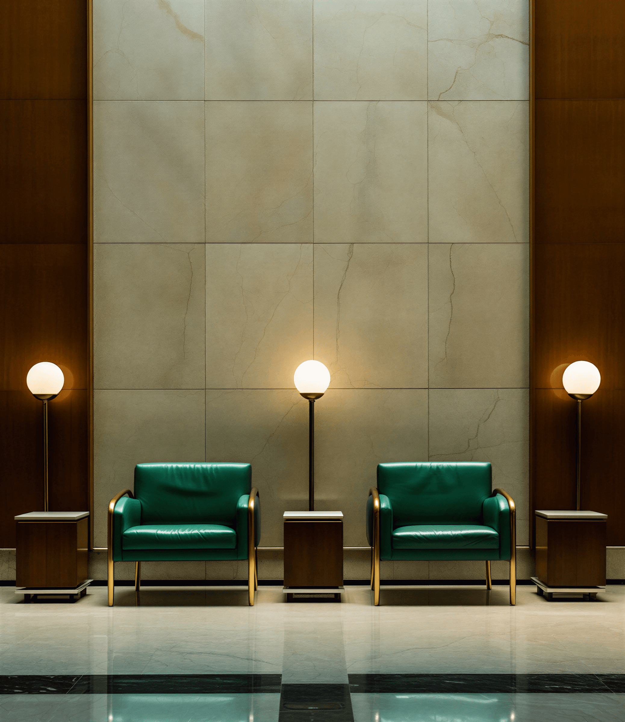 Westrict lobby with chandeliers and lounge seating