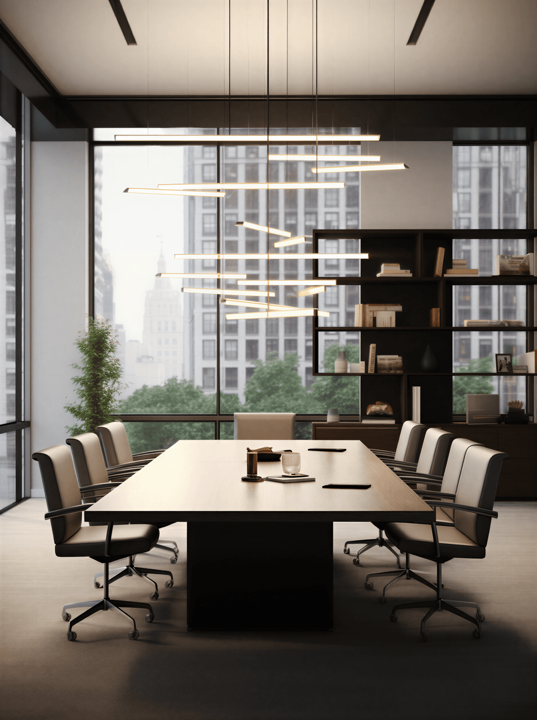 Executive meeting room with long boardroom table